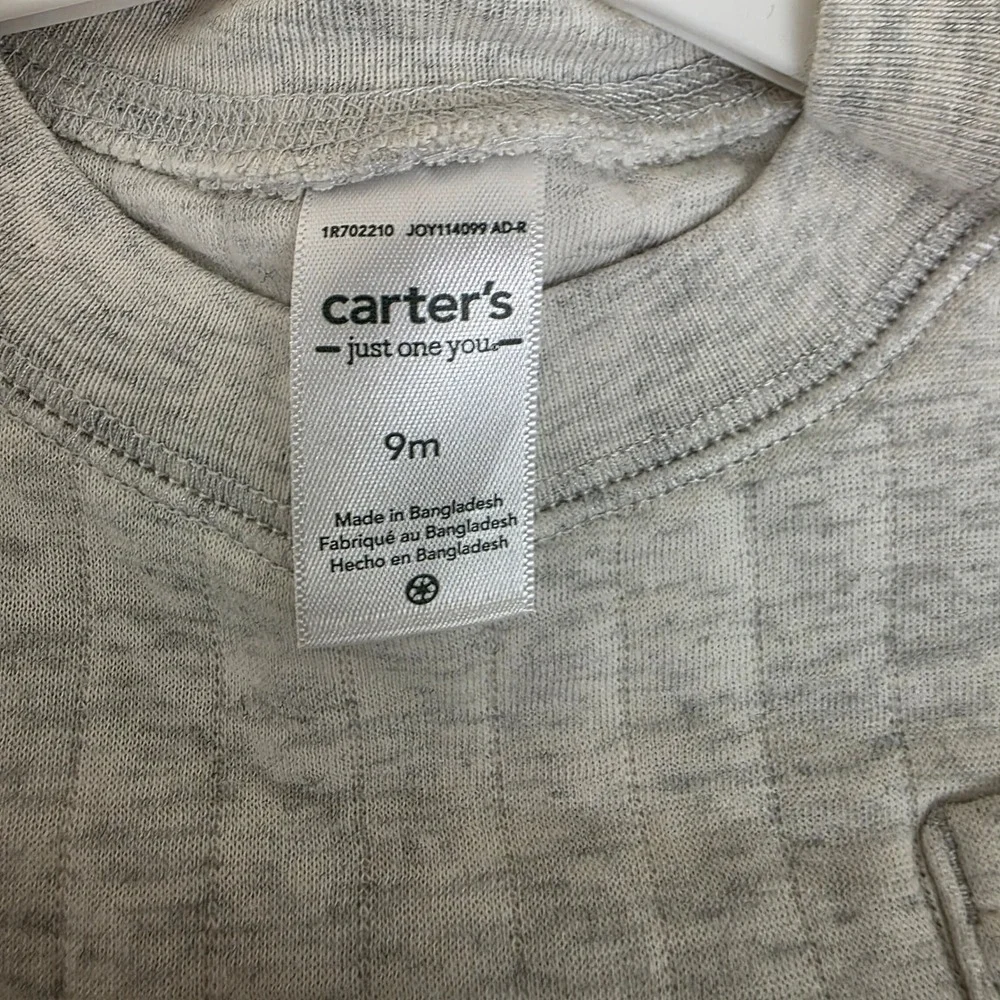 Carters Just One You Baby 9M Gray Quilted Koala Sweatshirt and Pants Set 2PC